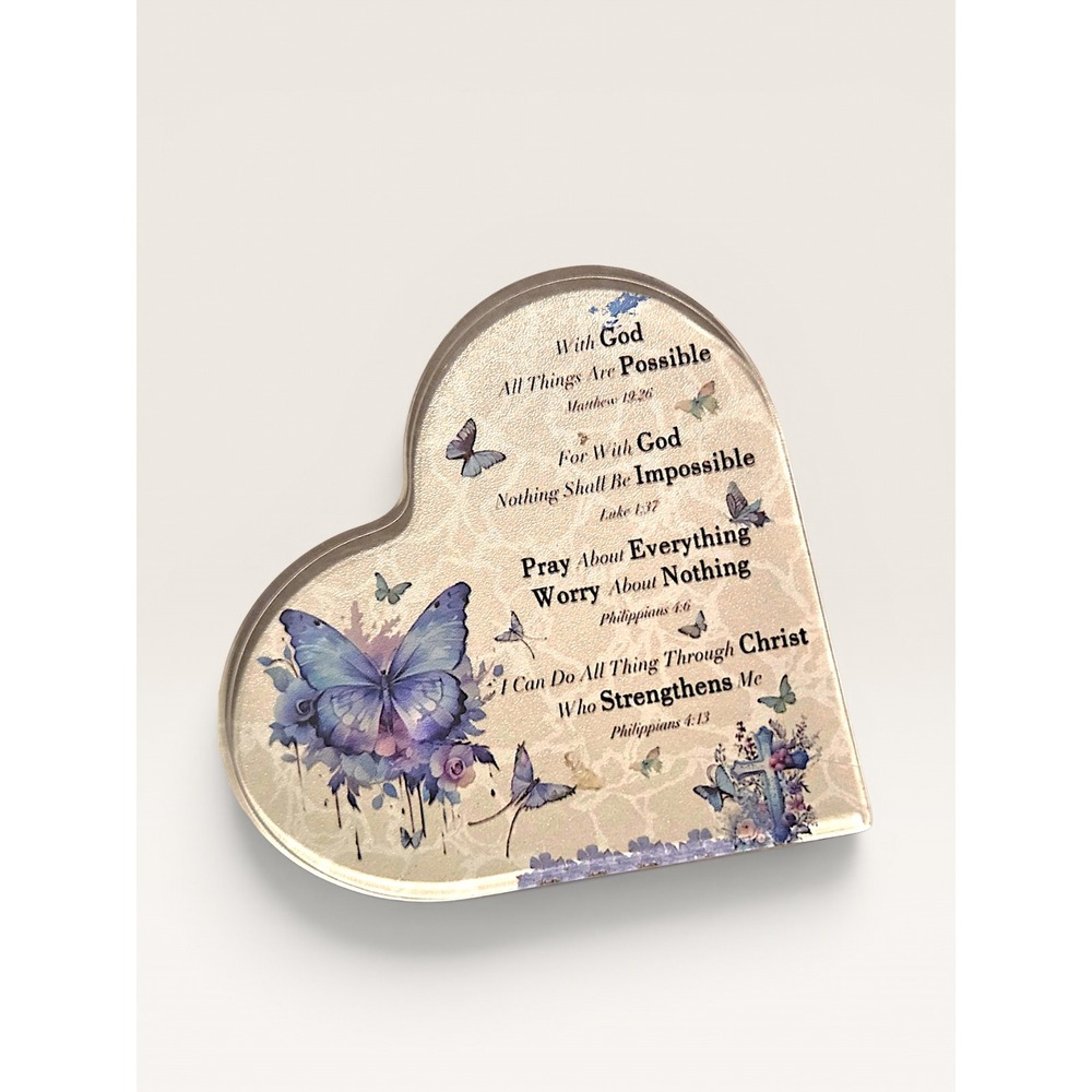 20pc Motivational Religious Acrylic Plaque Set Hearts Angels Butterfly Decor - Picture 2 of 6
